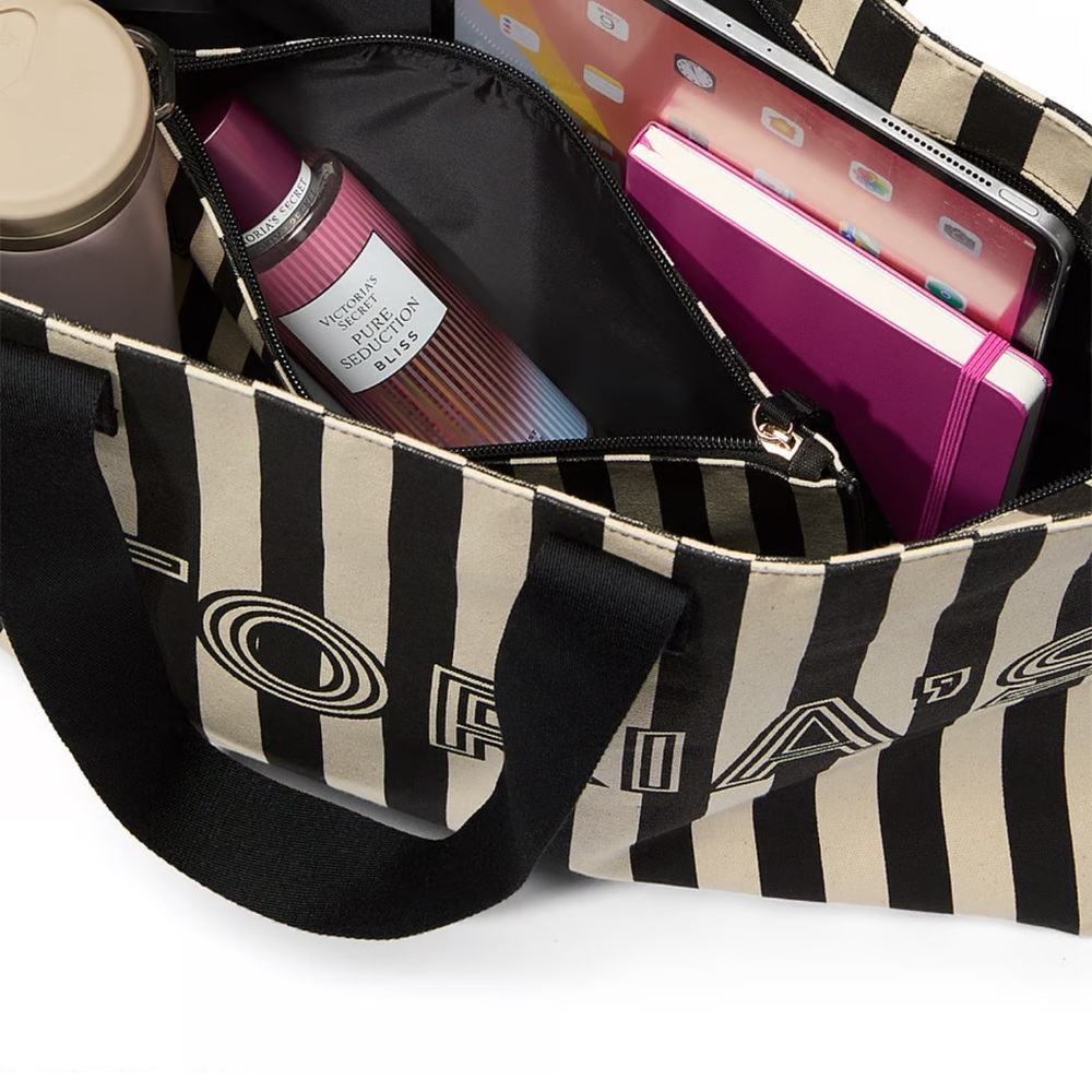 Graphic Stripe Tote & Wristlet Pouch Set - Picture 2 of 2